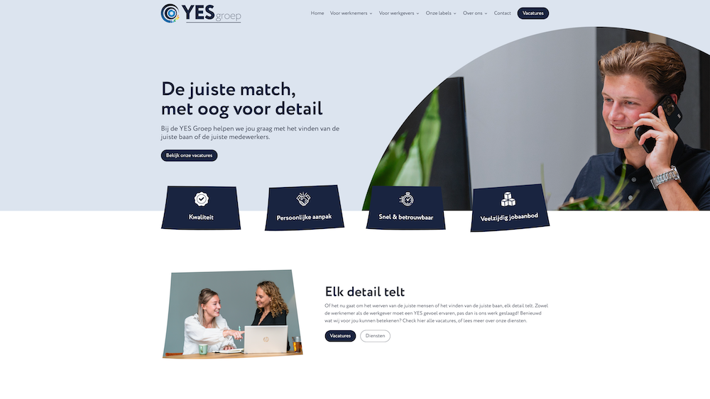 YES Groep full page screenshot