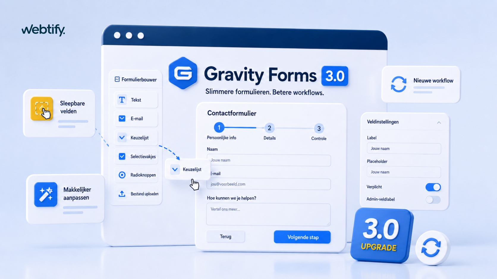 Gravity Forms 3.0 update illustratie, Webtify verteld je er alles over.
