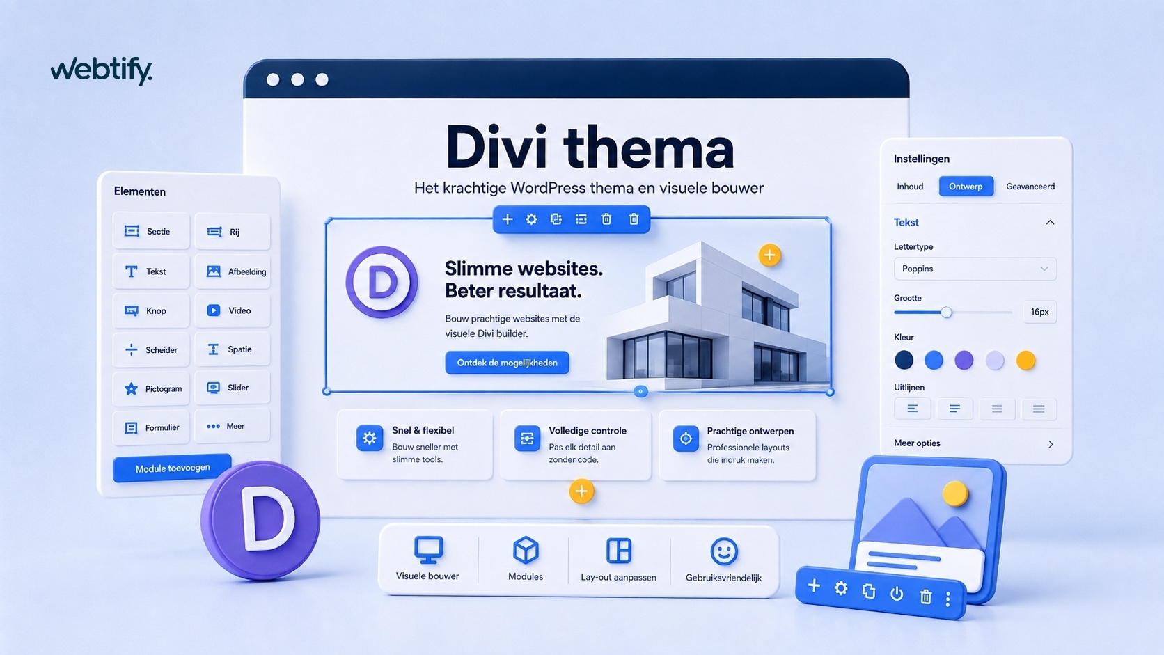 Webtify illustratie voor het Divi Thema voor WordPress.