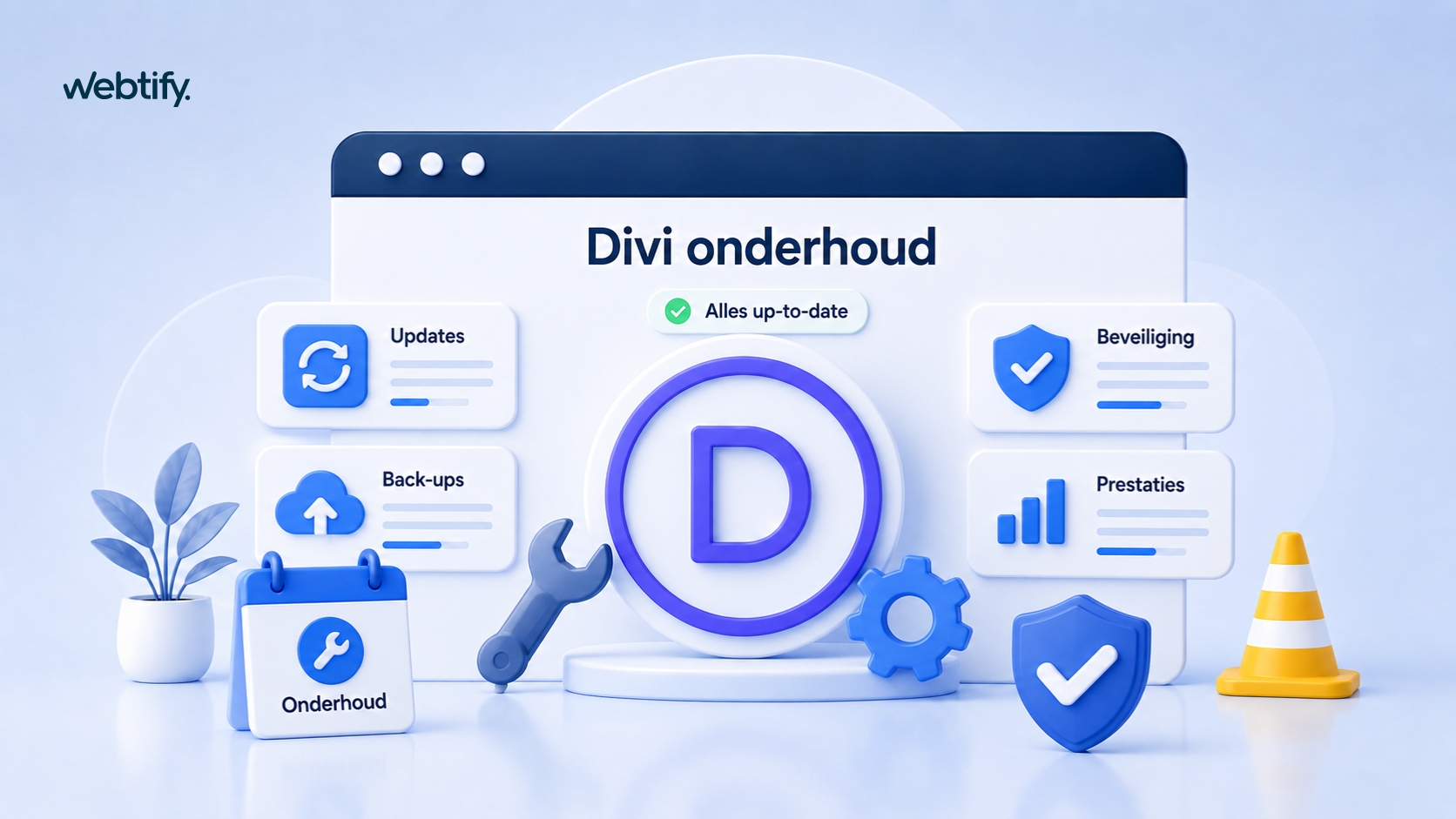 Illustratie van Divi onderhoud van Webtify