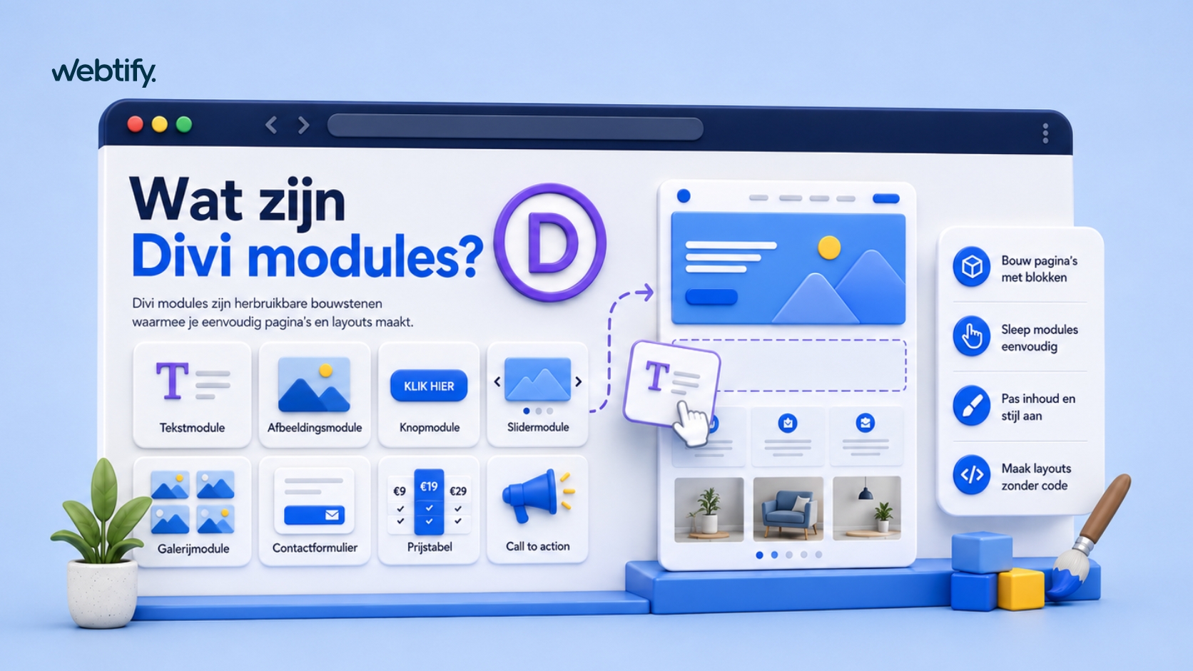 Illustratie van Webtify over Wat zijn Divi modules?